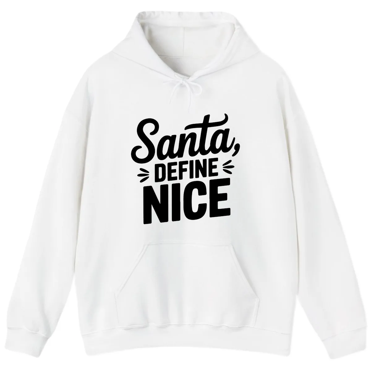 Santa Define Nice Typography Hoodie in White