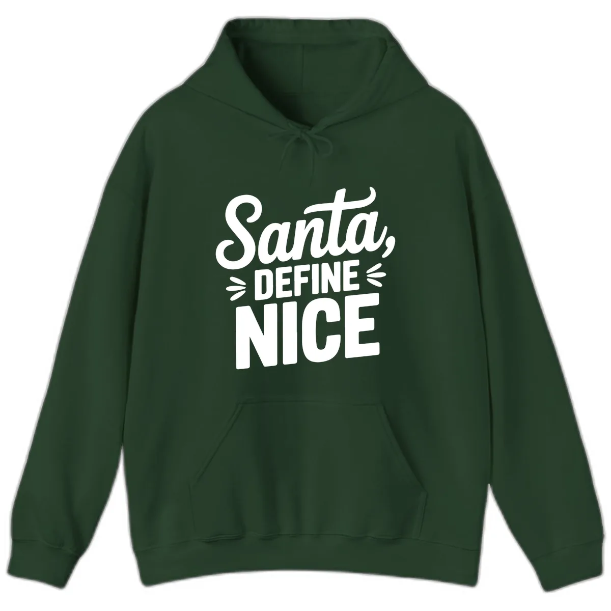 Santa Define Nice Typography Hoodie in Forest Green