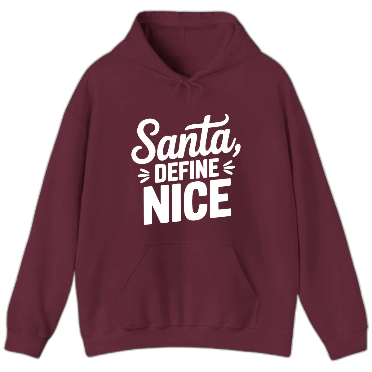 Santa Define Nice Typography Hoodie in Maroon