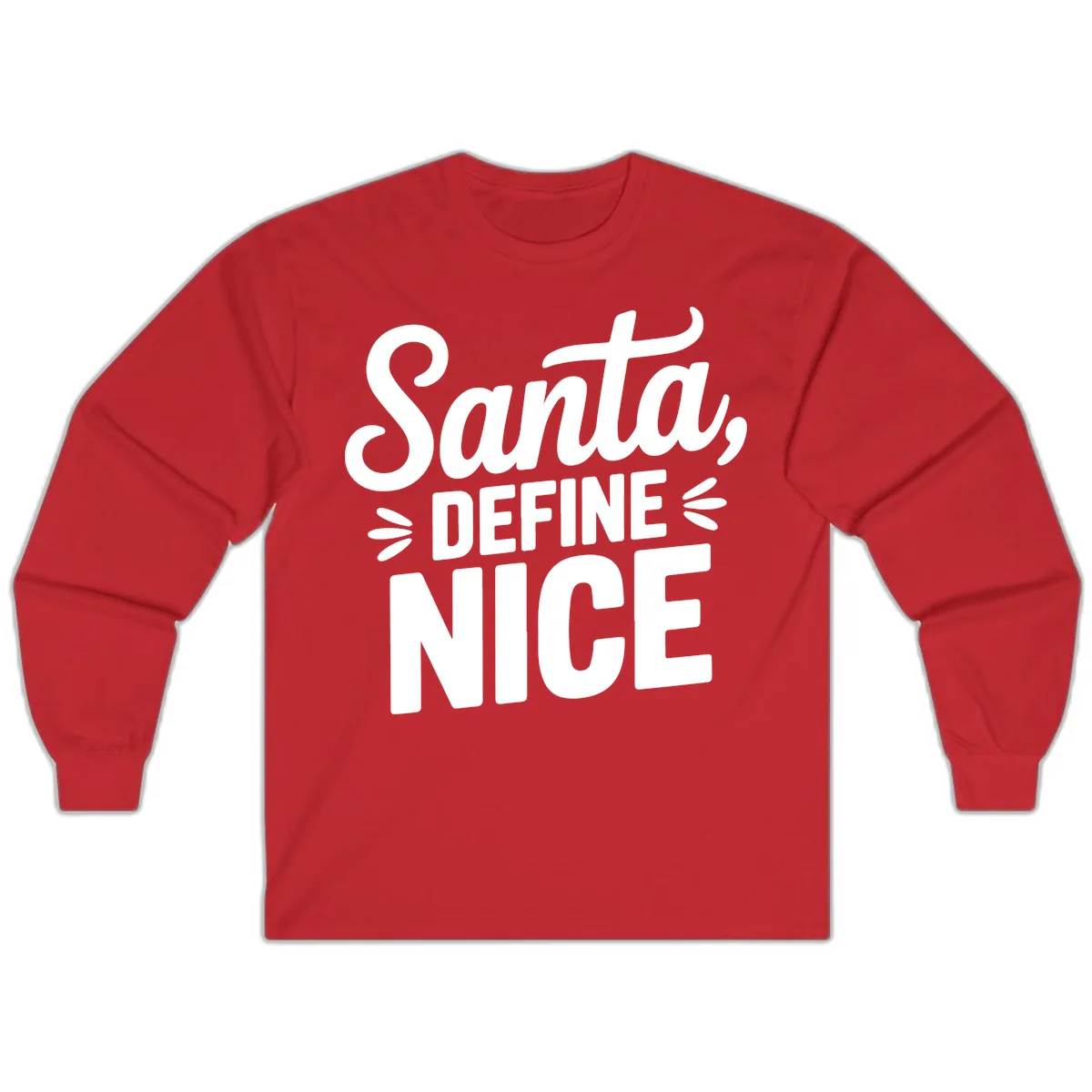 Santa Define Nice Typography Long Sleeve in Red