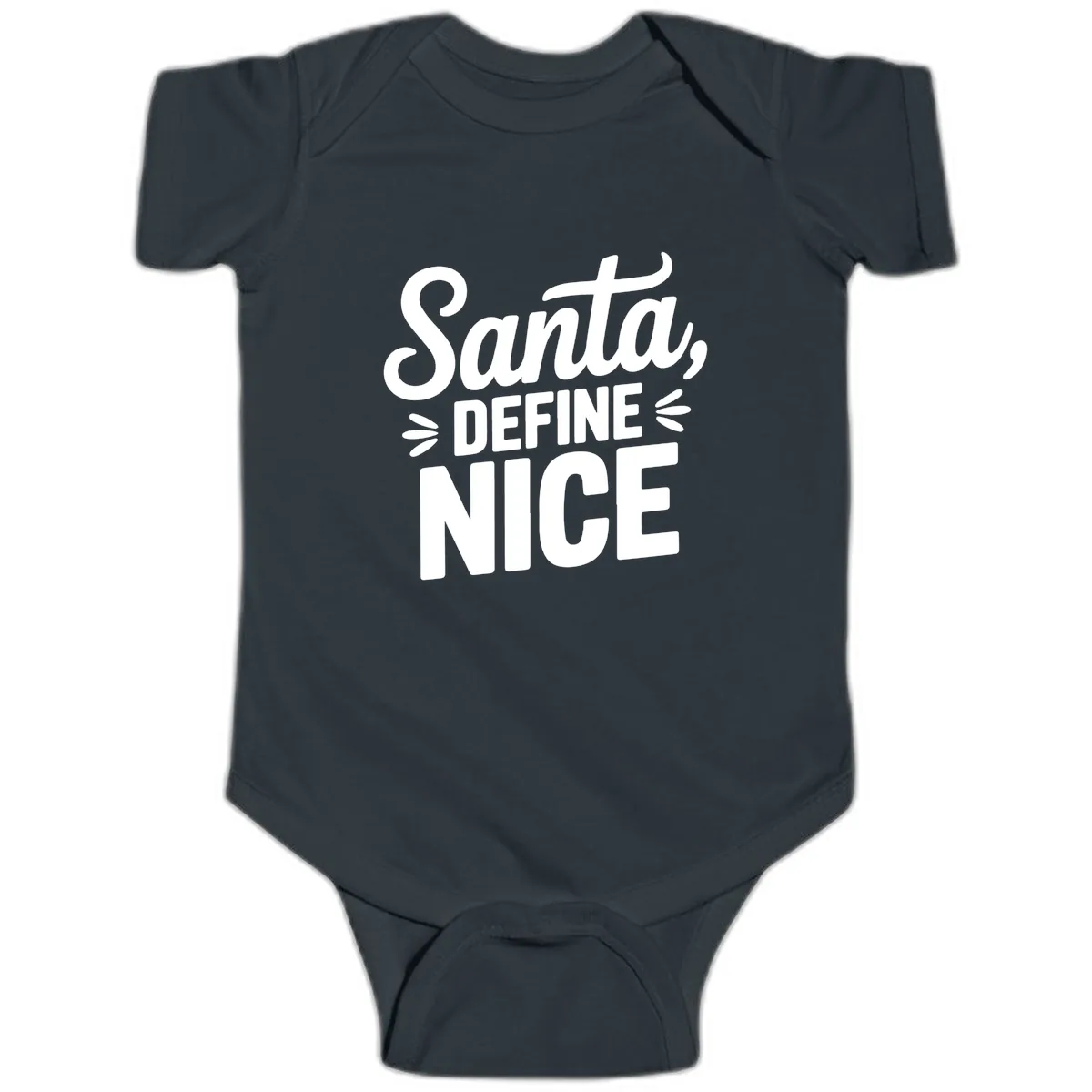 Santa Define Nice Typography Baby Onesie in Black