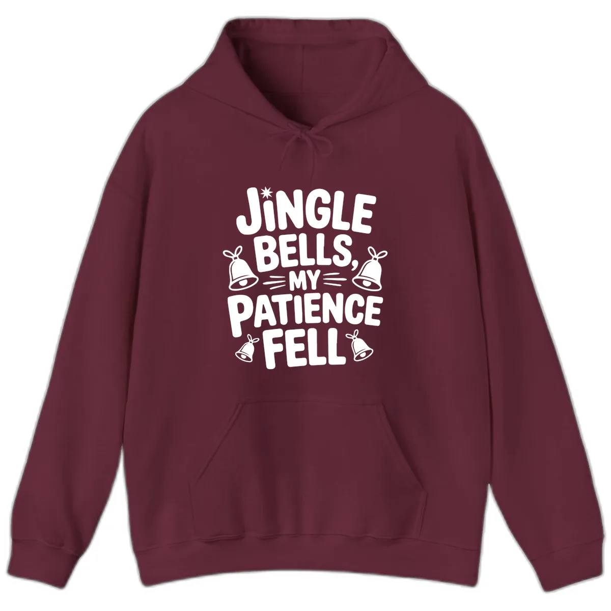 Jingle Bells My Patience Fell Hoodie in Maroon