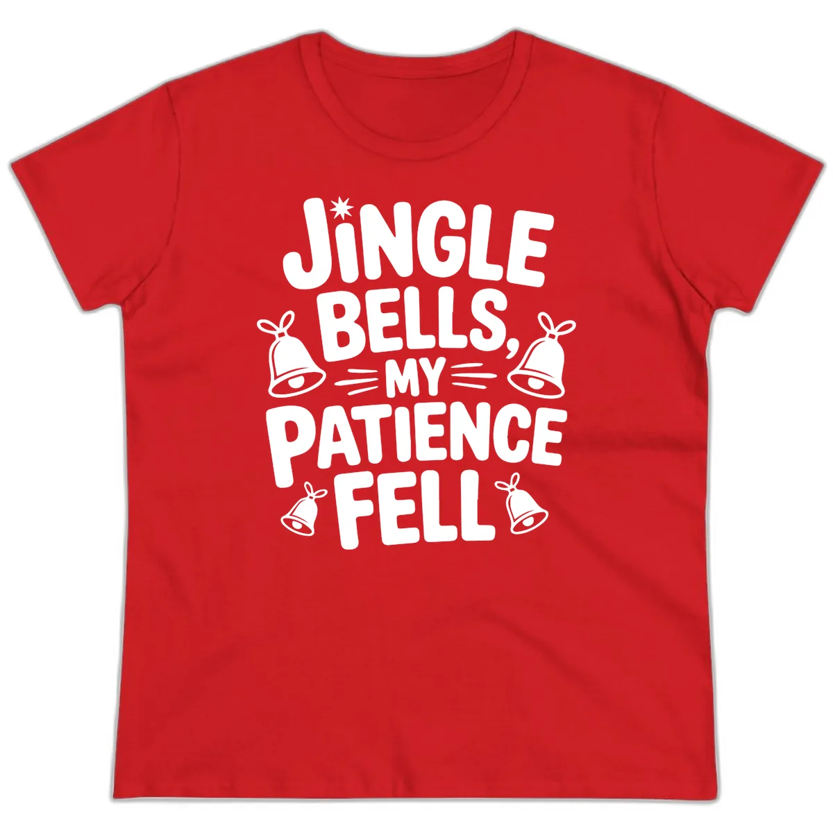 Jingle Bells My Patience Fell Ladies Tee in Red