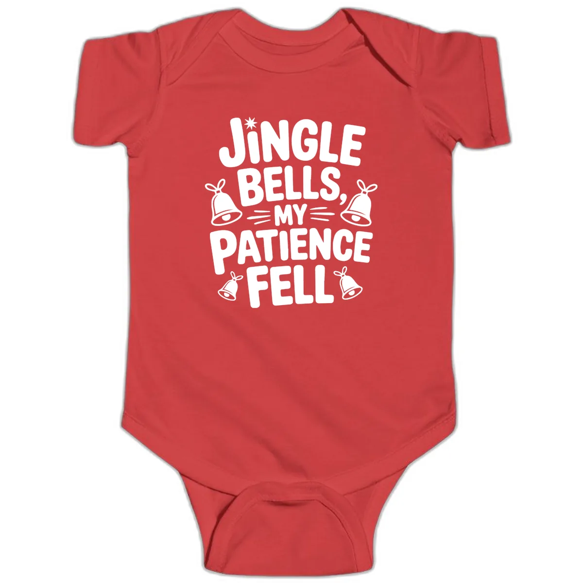 Jingle Bells My Patience Fell Baby Onesie in Red