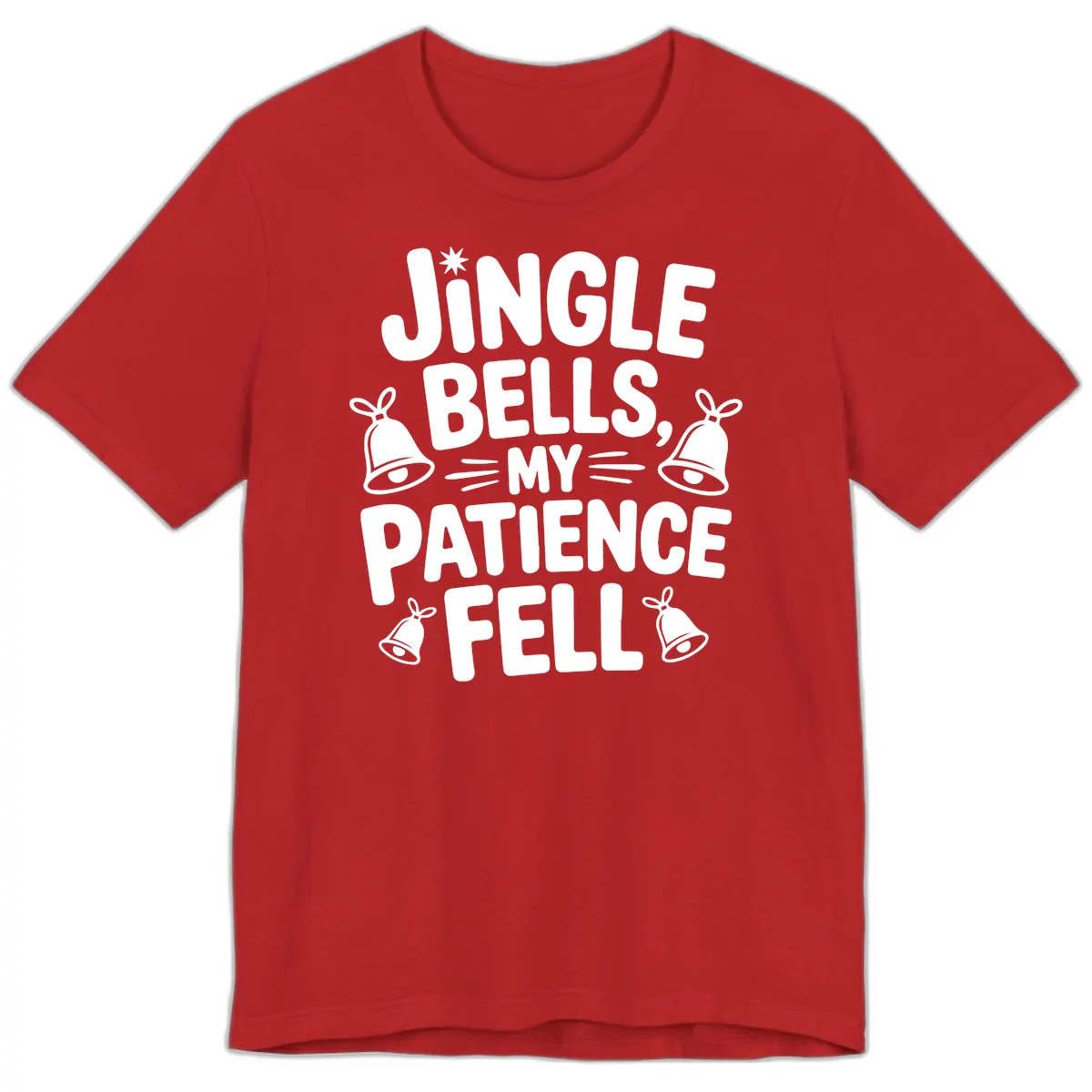 Jingle Bells My Patience Fell Premium T-Shirt in Red