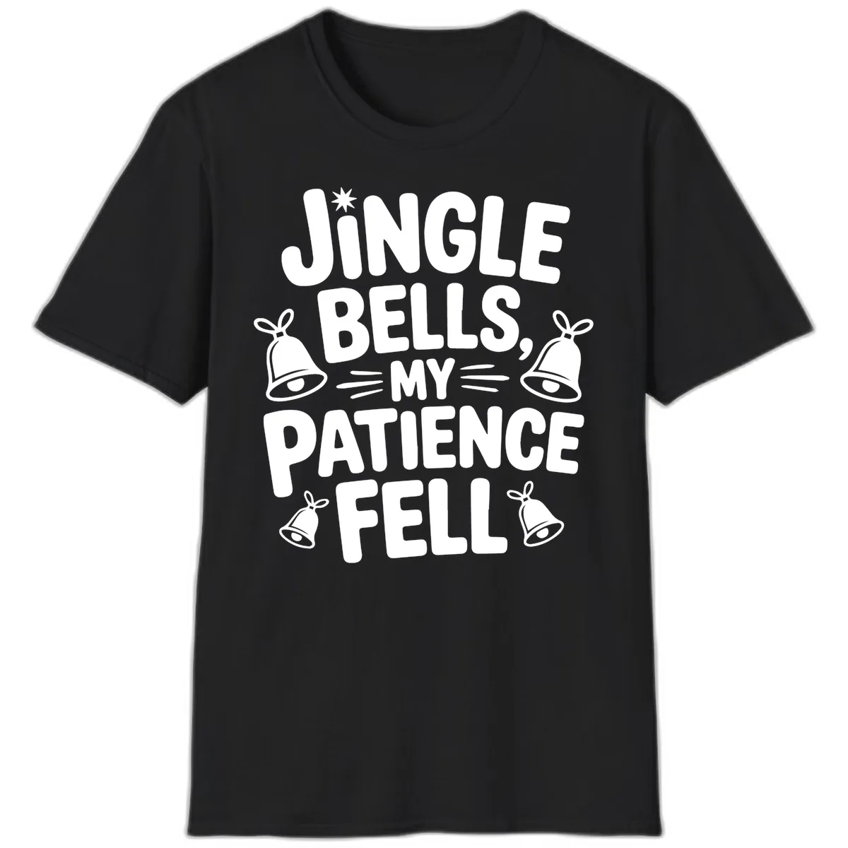 Jingle Bells My Patience Fell T-Shirt in Black