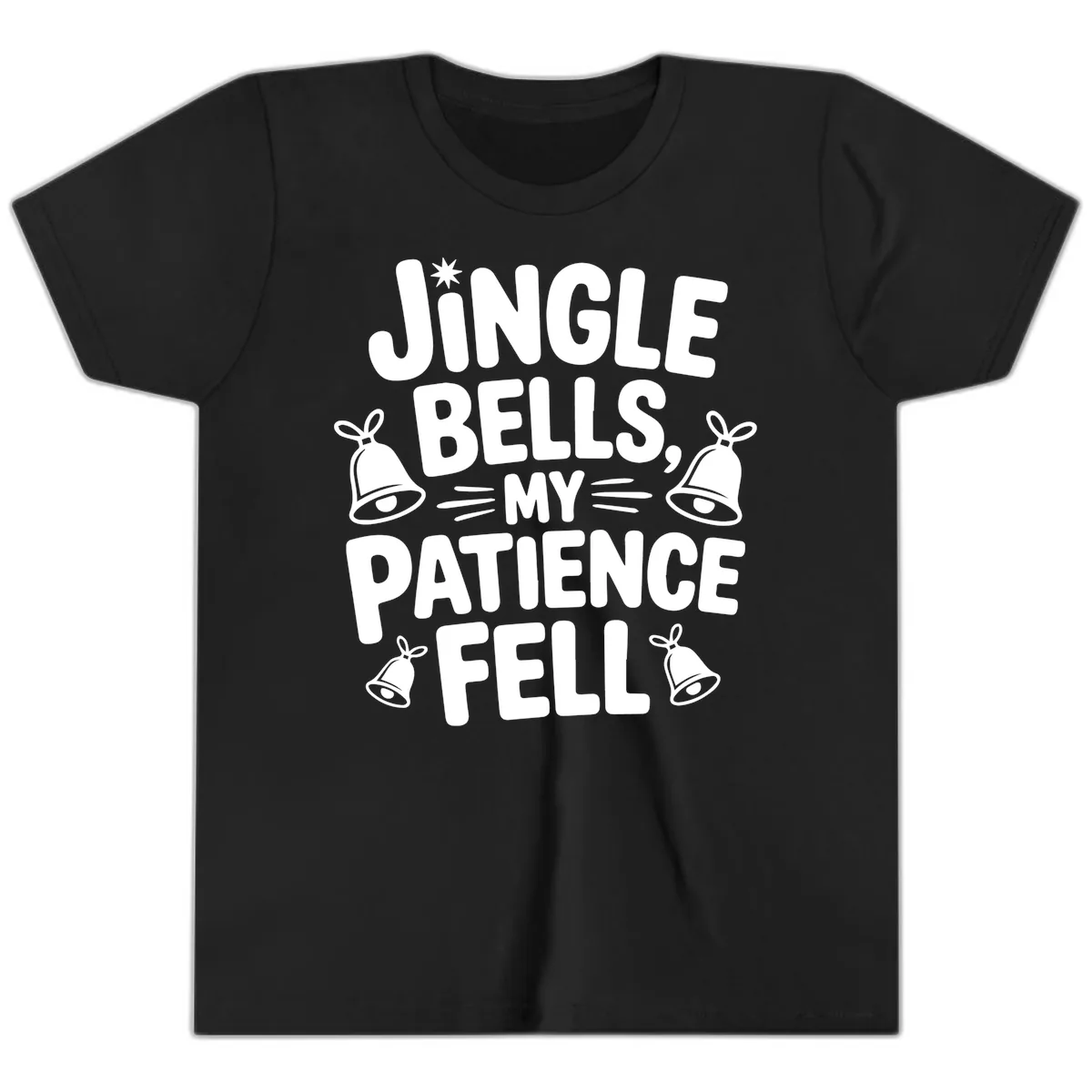 Jingle Bells My Patience Fell Youth T-Shirt in Black