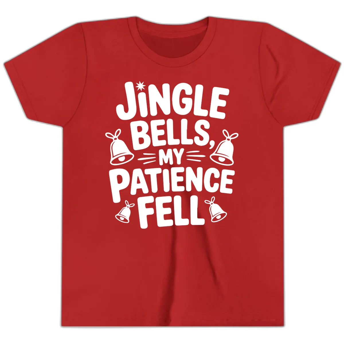 Jingle Bells My Patience Fell Youth T-Shirt in Red