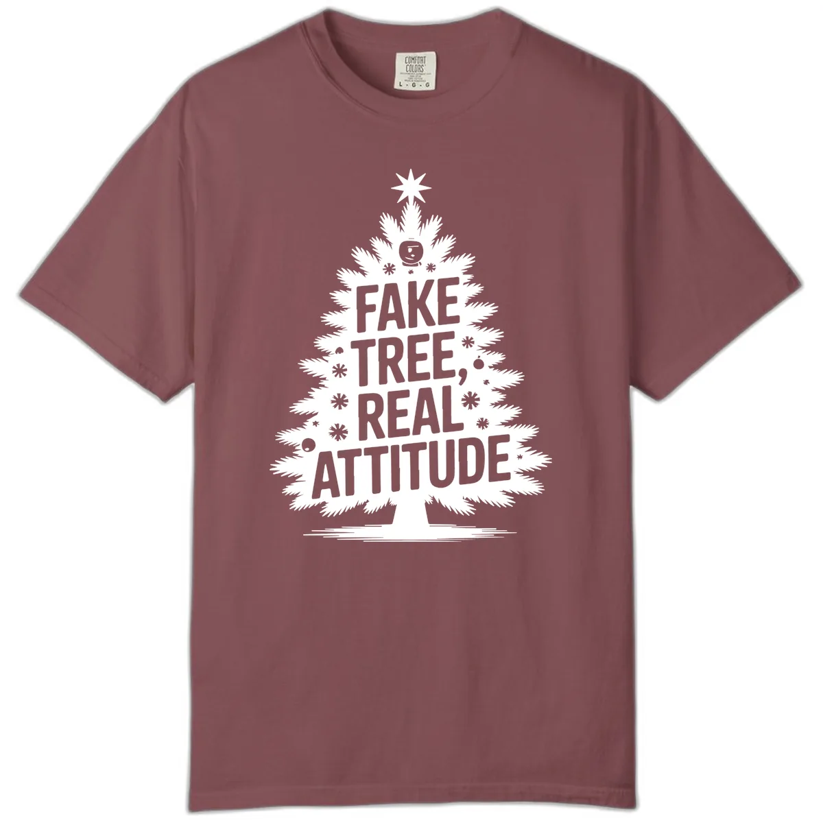 Fake Tree, Real Attitude Christmas Graphic Comfort Color in Brick