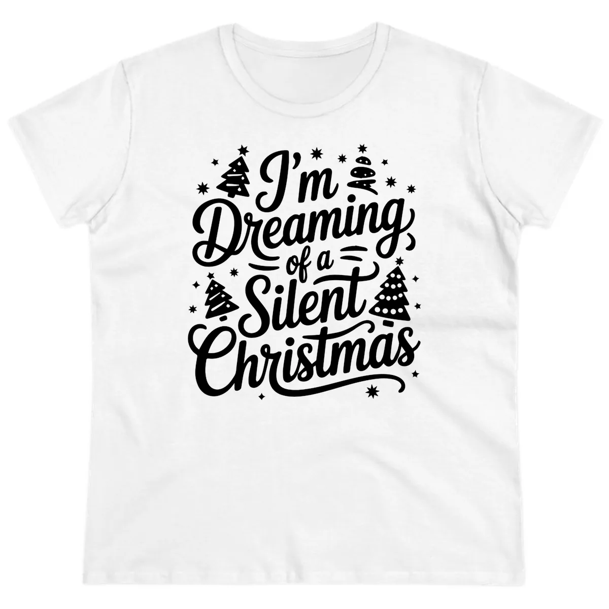 Dreaming Of A Silent Christmas Ladies Tee in White