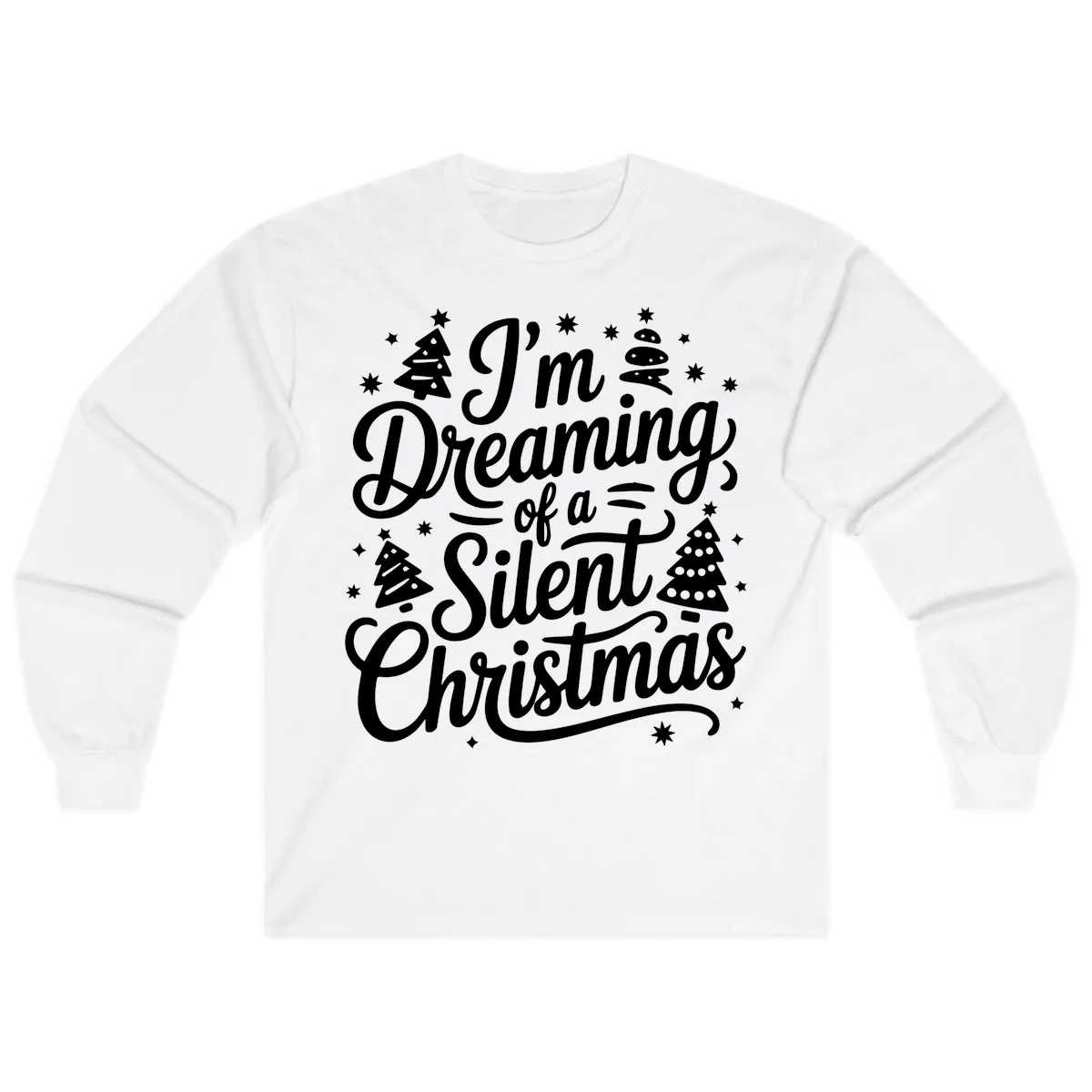 Dreaming Of A Silent Christmas Long Sleeve in White