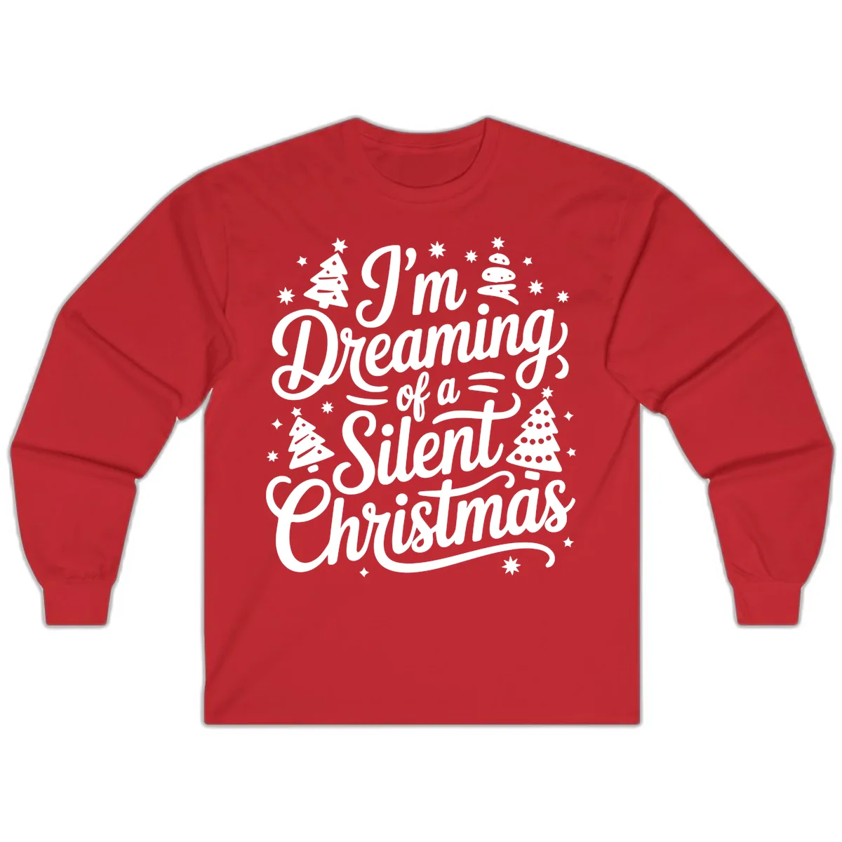 Dreaming Of A Silent Christmas Long Sleeve in Red