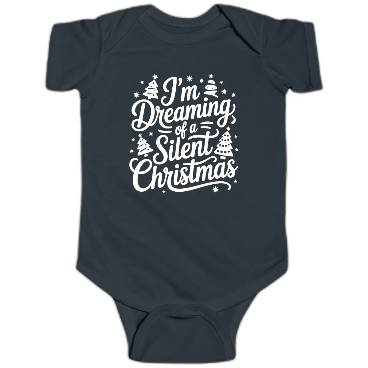 Dreaming Of A Silent Christmas Baby Onesie in Black