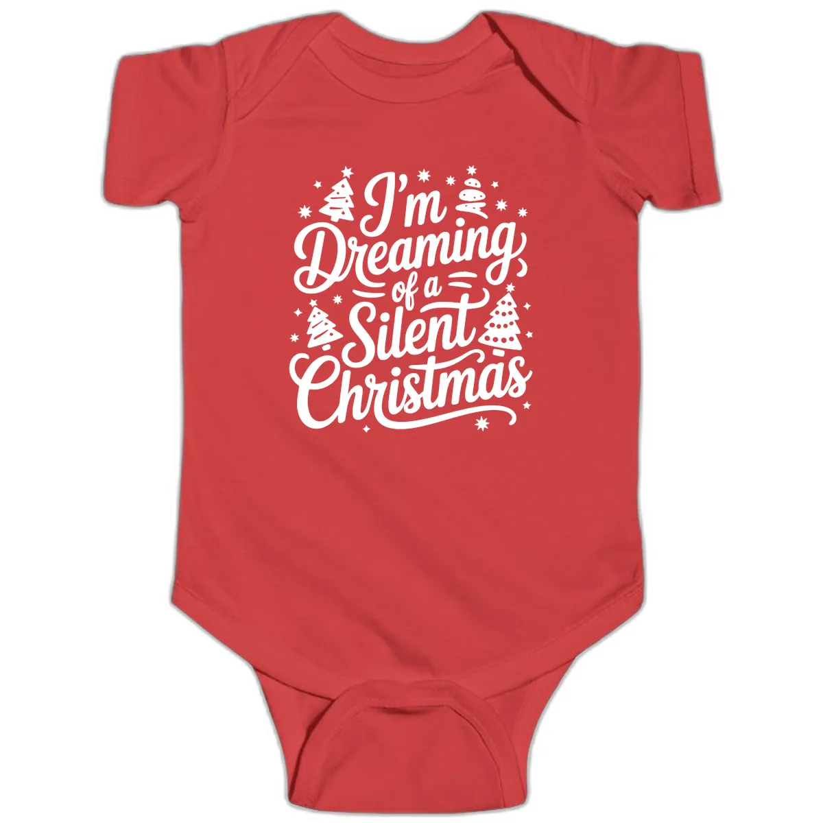 Dreaming Of A Silent Christmas Baby Onesie in Red