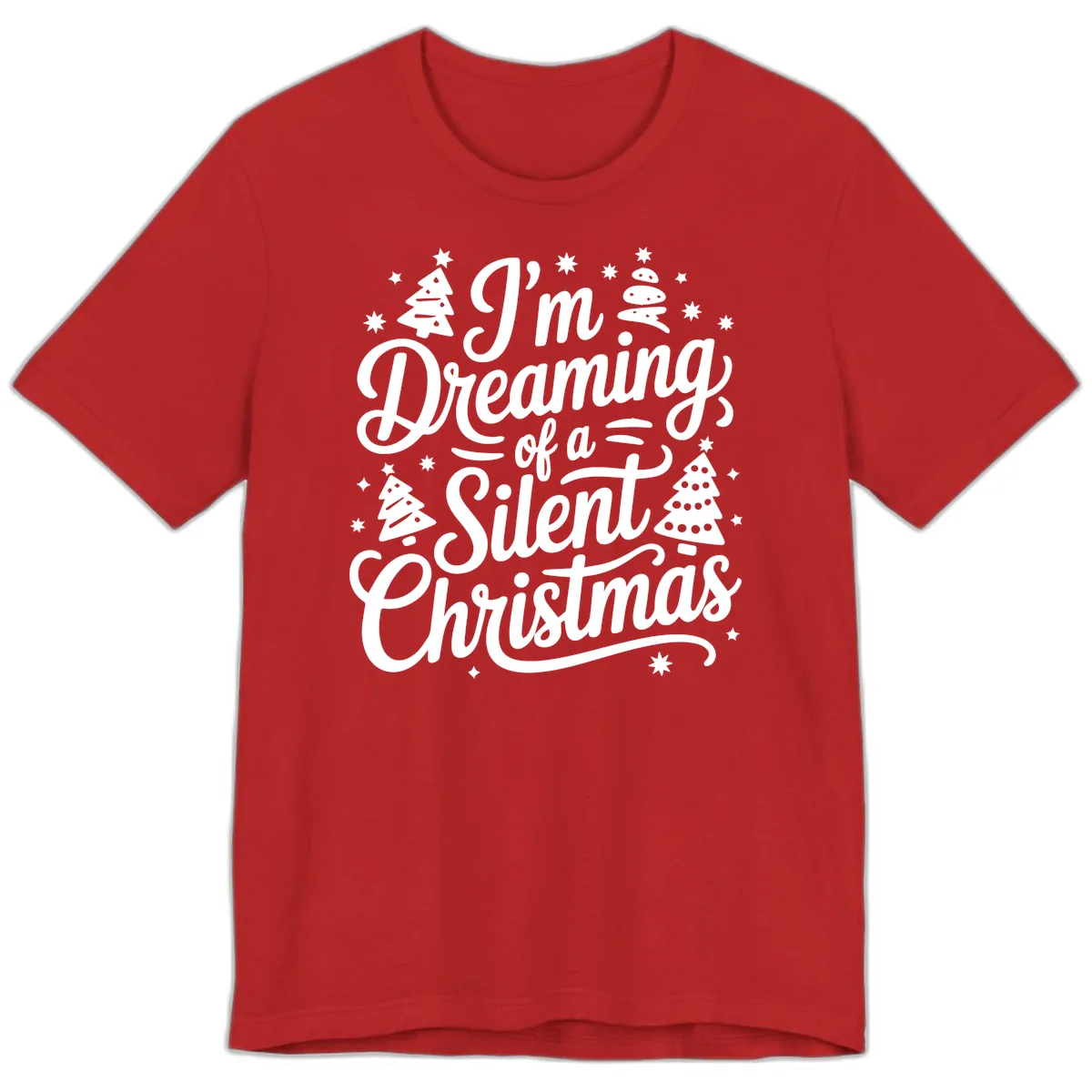 Dreaming Of A Silent Christmas Premium T-Shirt in Red