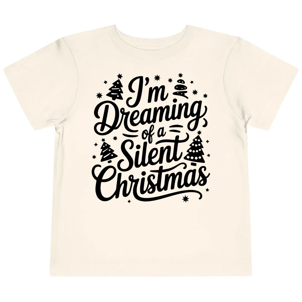 Dreaming Of A Silent Christmas Toddler T-Shirt in Natural