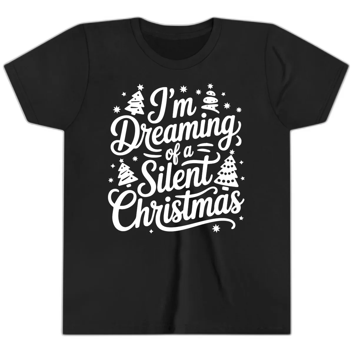 Dreaming Of A Silent Christmas Youth T-Shirt in Black