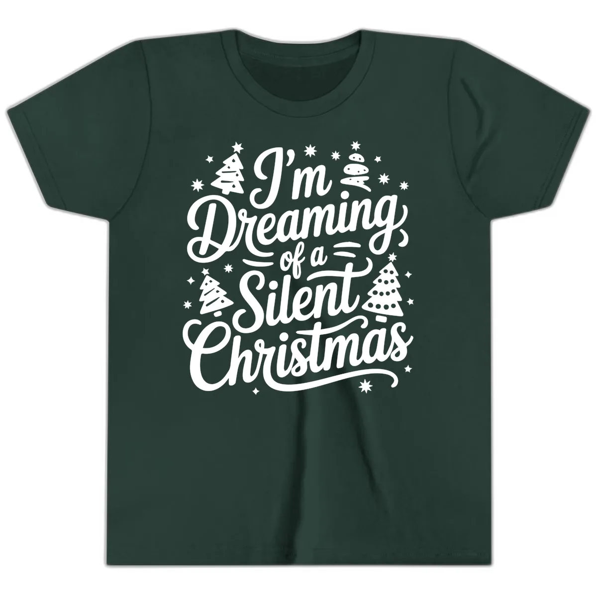 Dreaming Of A Silent Christmas Youth T-Shirt in Forest