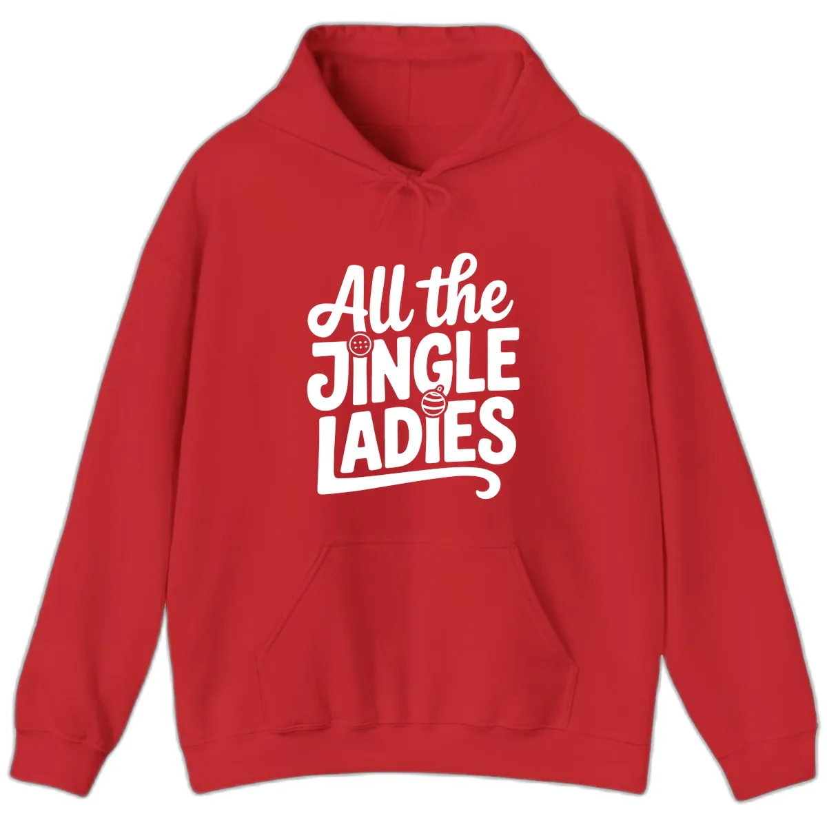 All The Jingle Ladies Typography Hoodie in Red