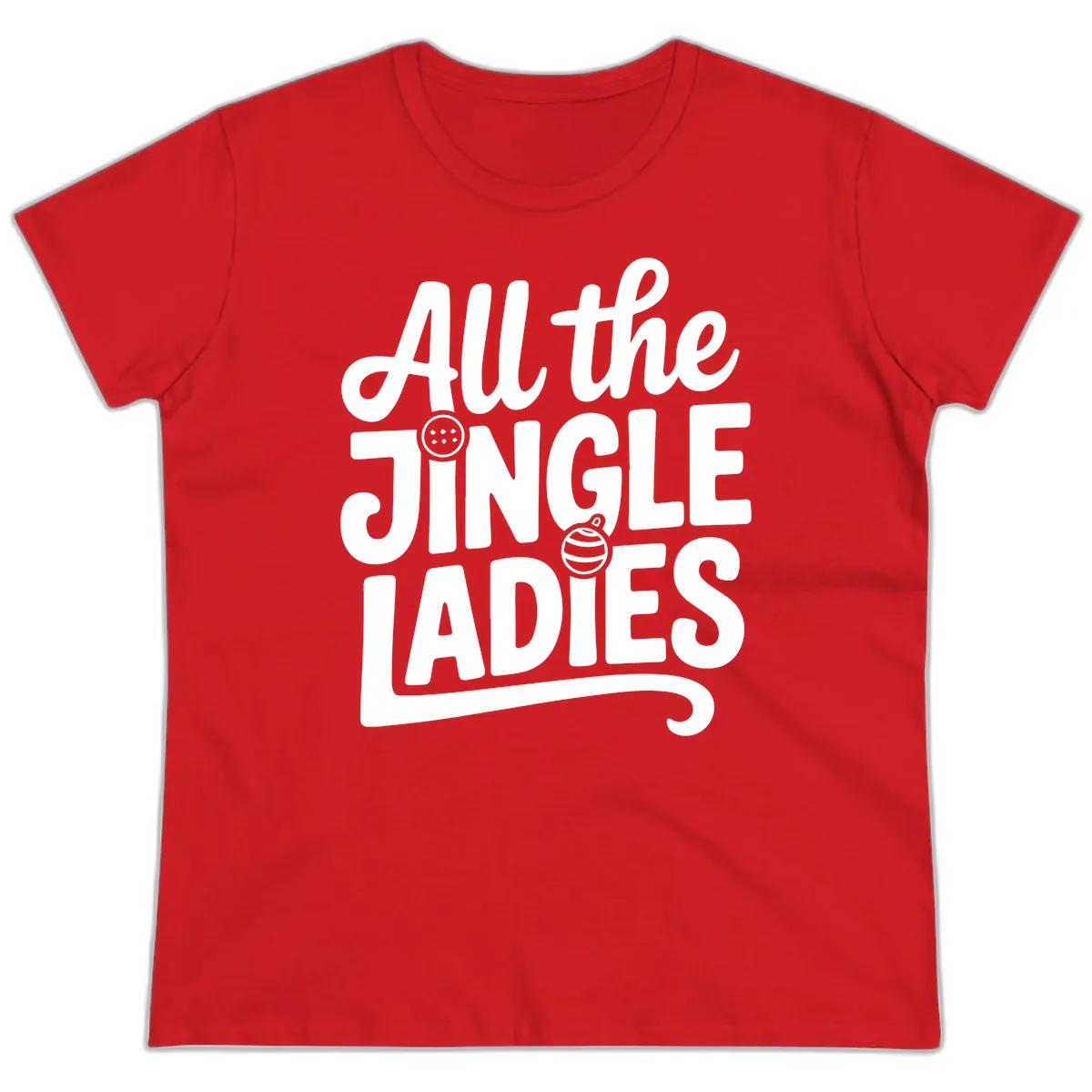 All The Jingle Ladies Typography Ladies Tee in Red