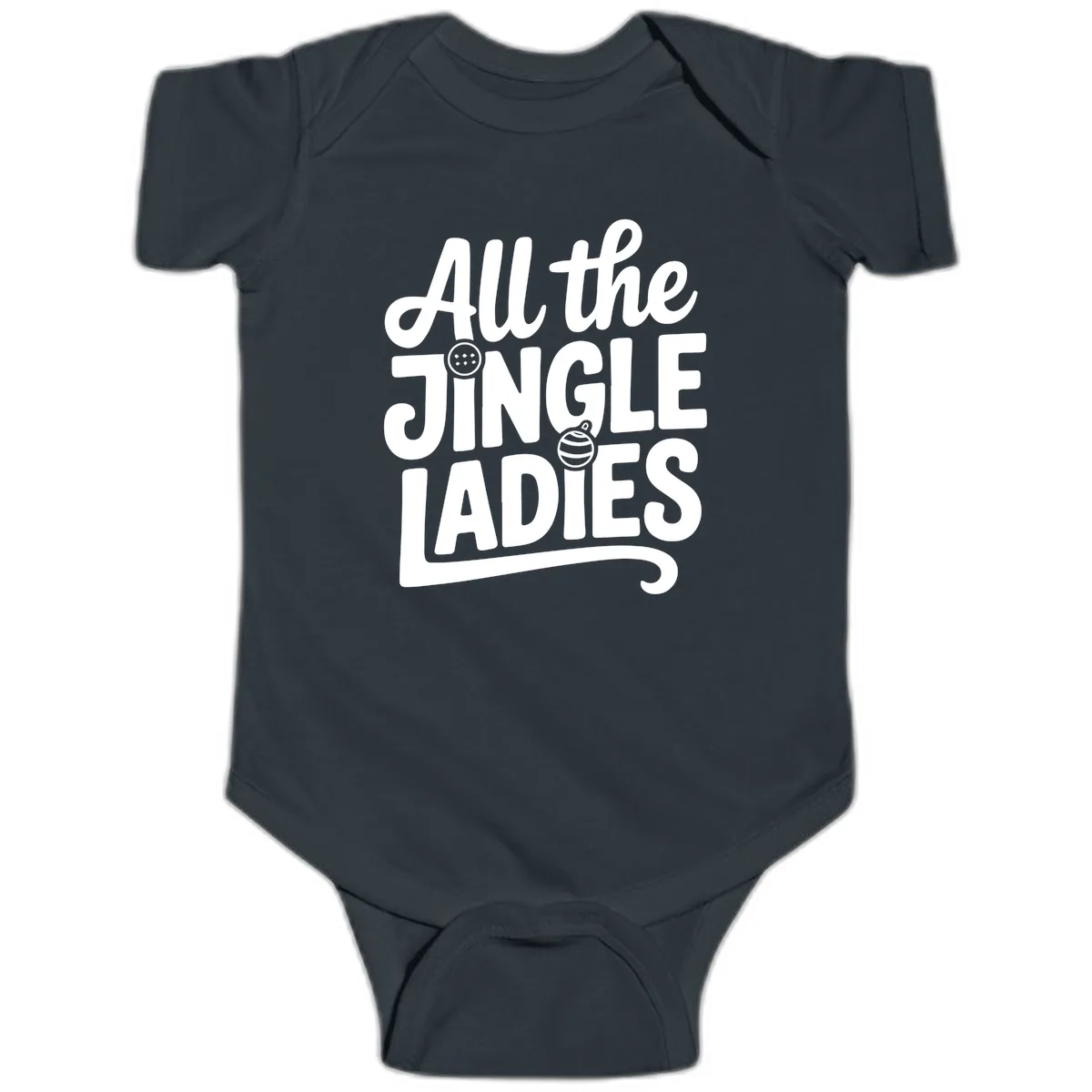 All The Jingle Ladies Typography Baby Onesie in Black