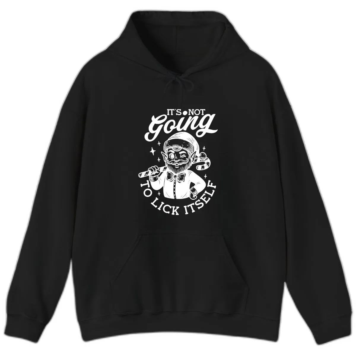 Elf With Candy Cane Hoodie in Black