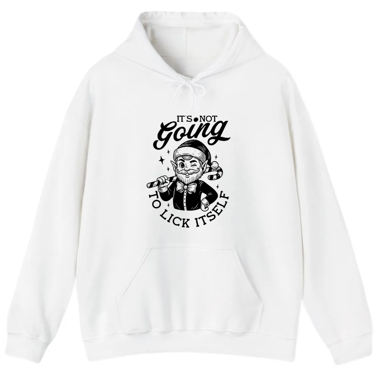 Elf With Candy Cane Hoodie in White