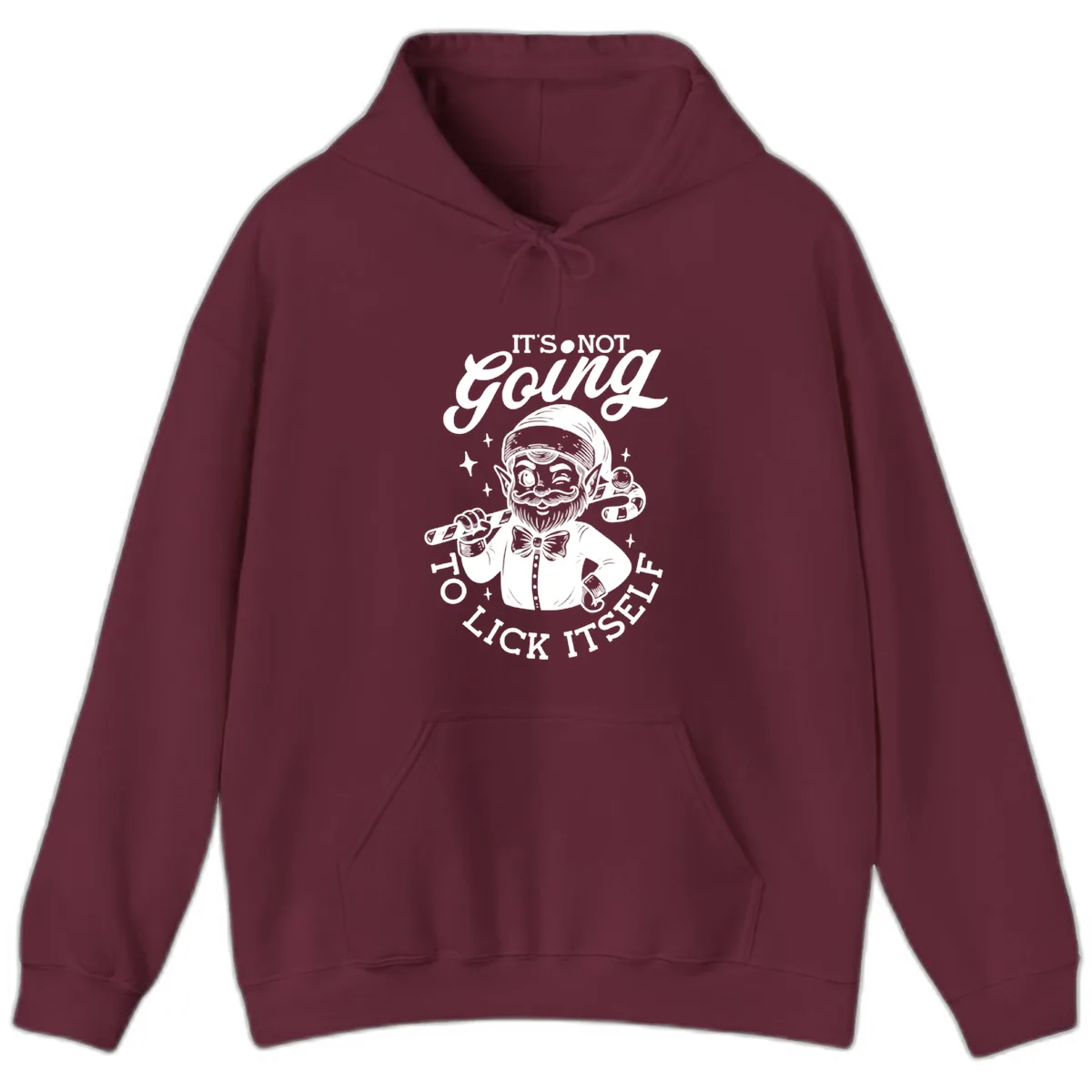 Elf With Candy Cane Hoodie in Maroon