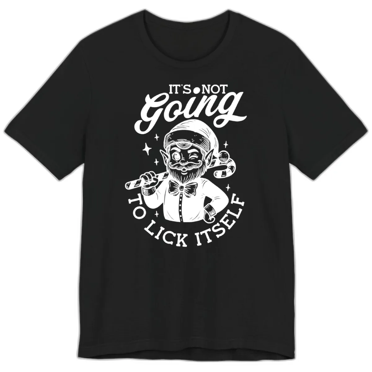 Elf With Candy Cane Premium T-Shirt in Black