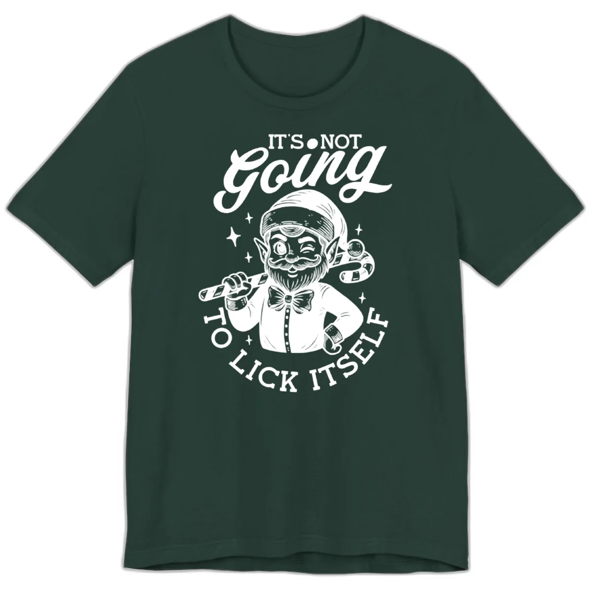 Elf With Candy Cane Premium T-Shirt in Forest