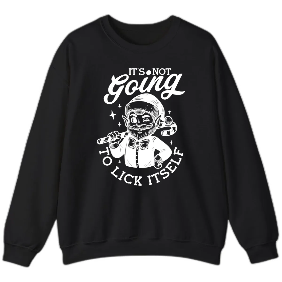 Elf With Candy Cane Sweatshirt in Black