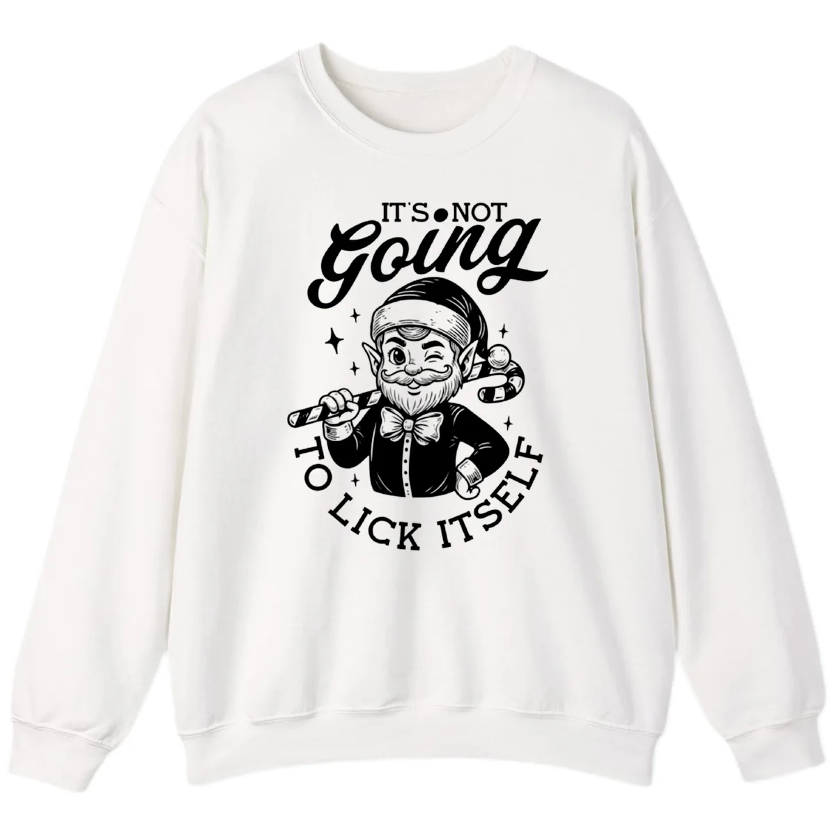 Elf With Candy Cane Sweatshirt in White