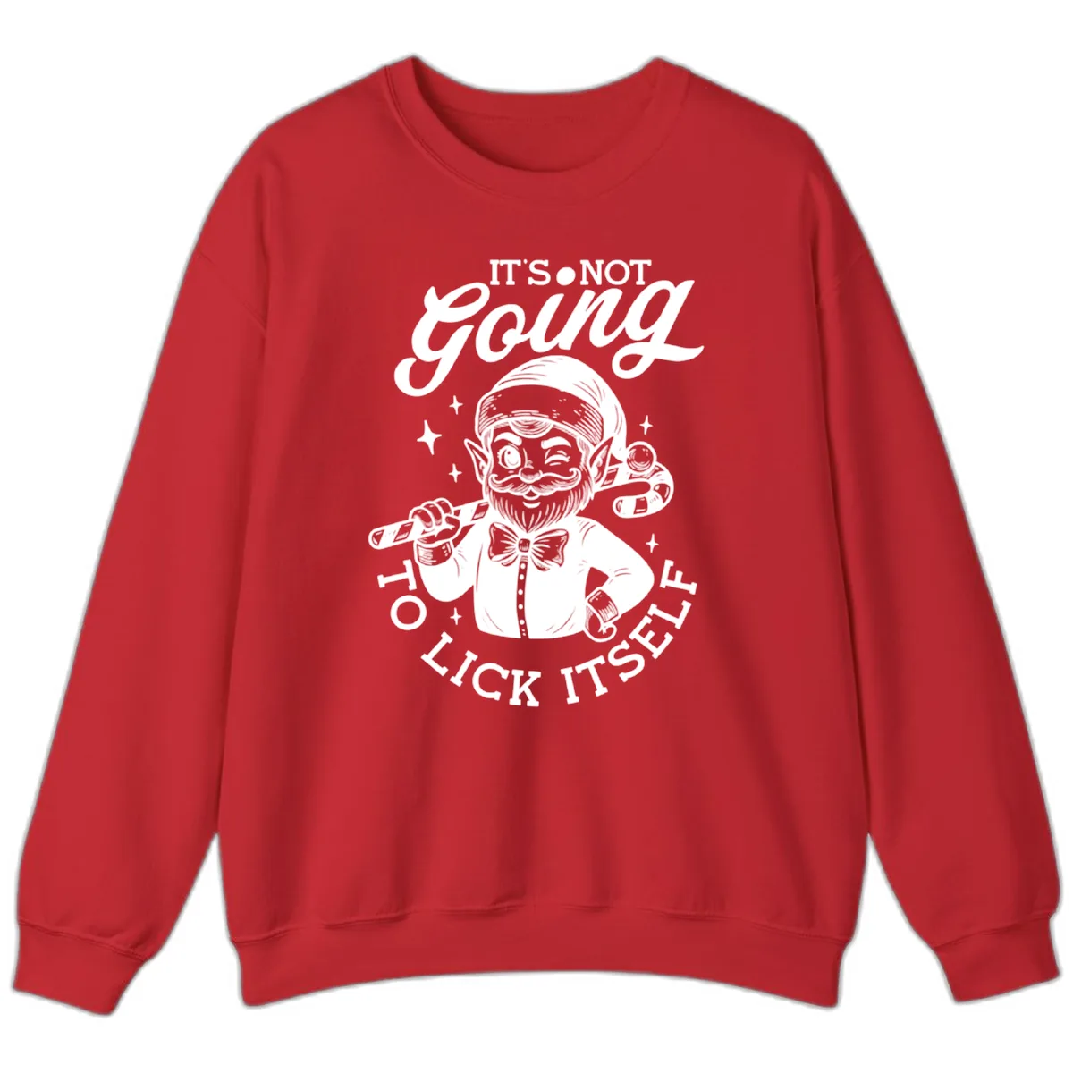 Elf With Candy Cane Sweatshirt in Red