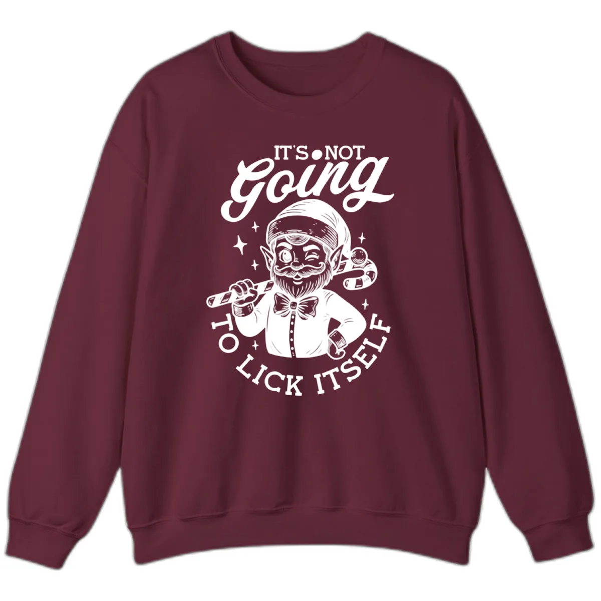 Elf With Candy Cane Sweatshirt in Maroon