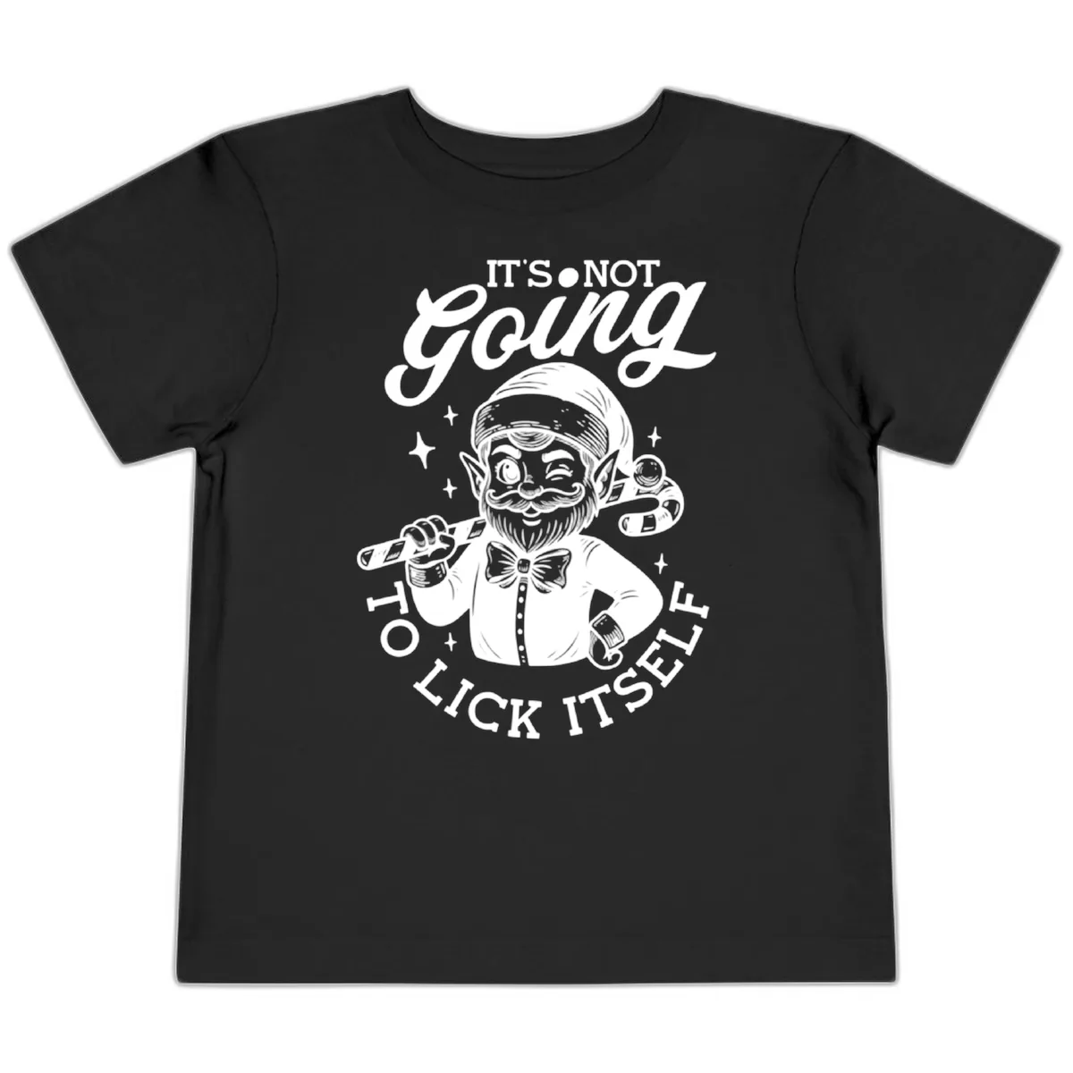 Elf With Candy Cane Toddler T-Shirt in Black