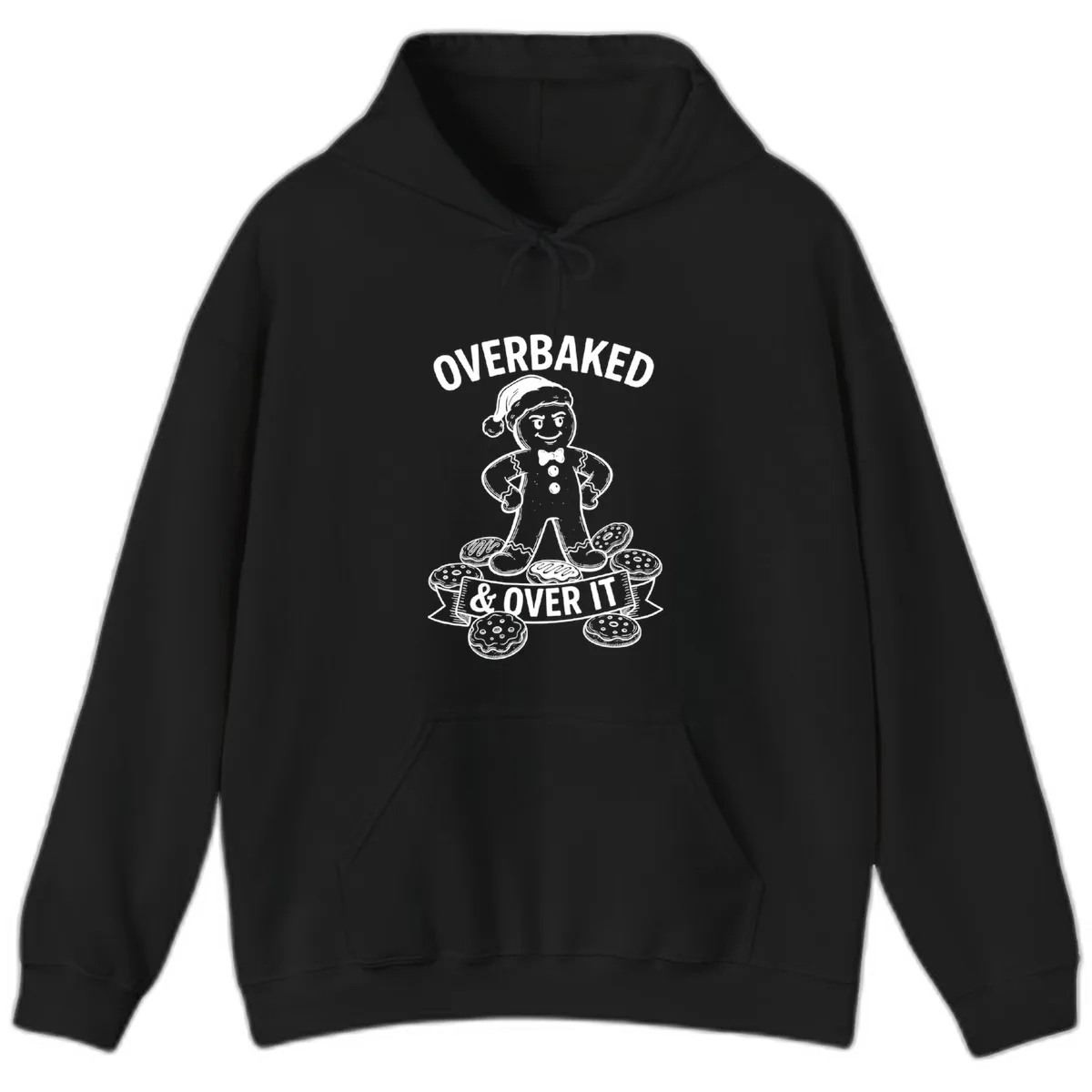 Overbaked And Over It Gingerbread Hoodie in Black