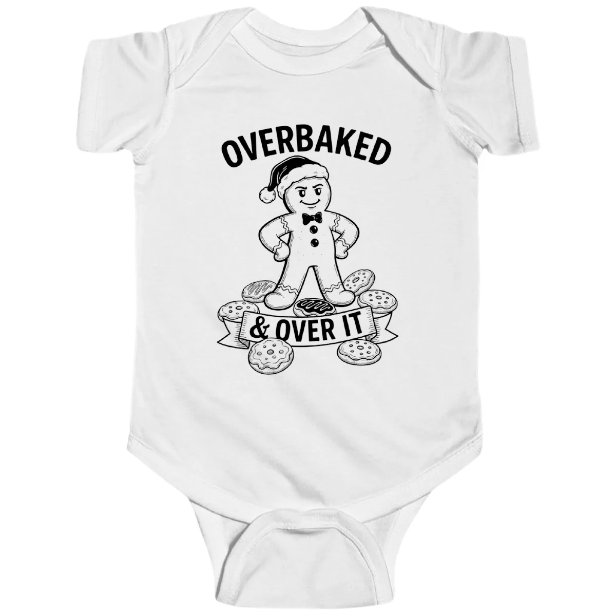 Overbaked And Over It Gingerbread Baby Onesie in White