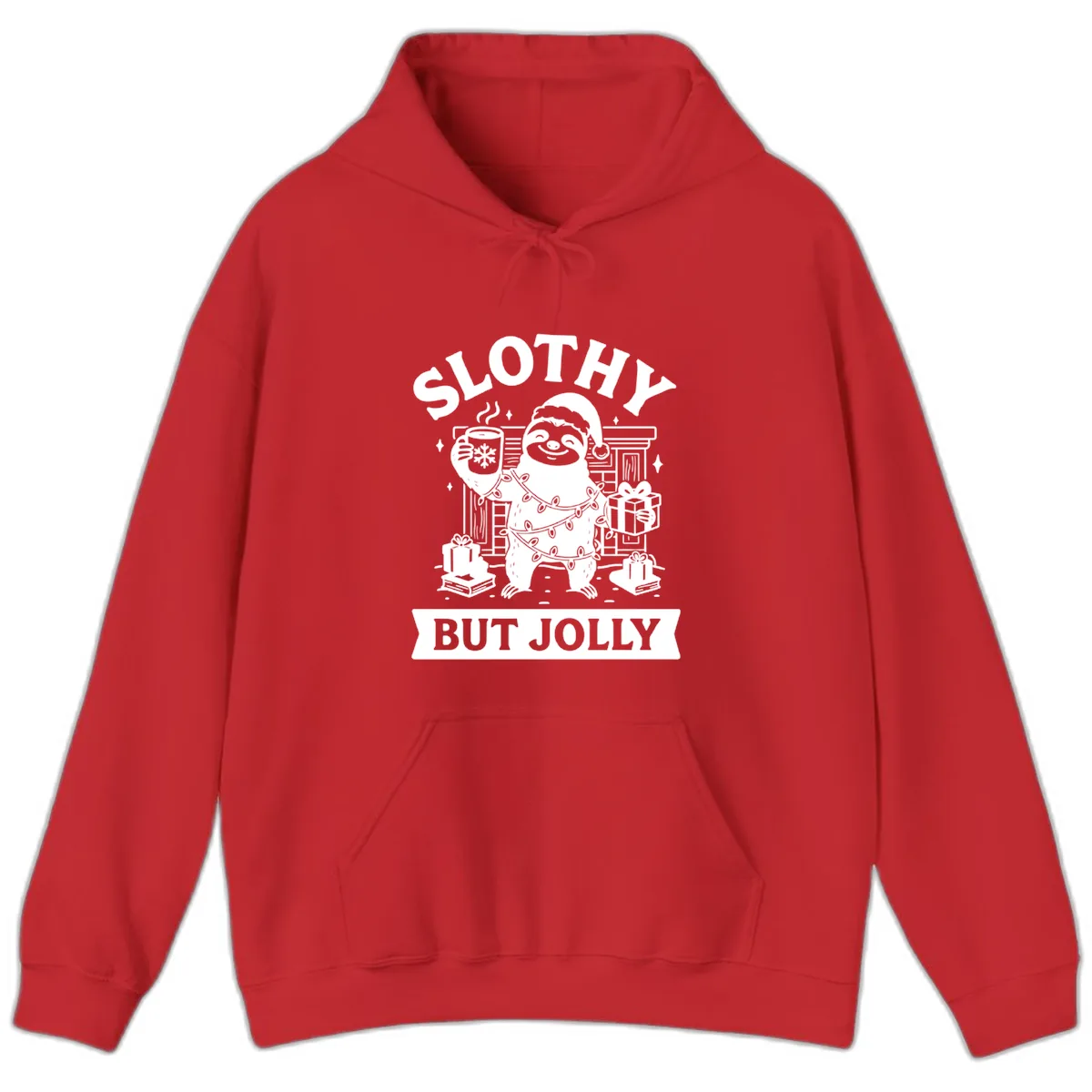 Slothy But Jolly Christmas Sloth Hoodie in Red