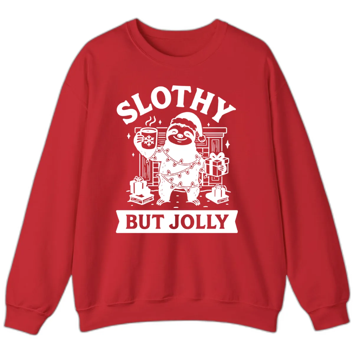 Slothy But Jolly Christmas Sloth Sweatshirt in Red