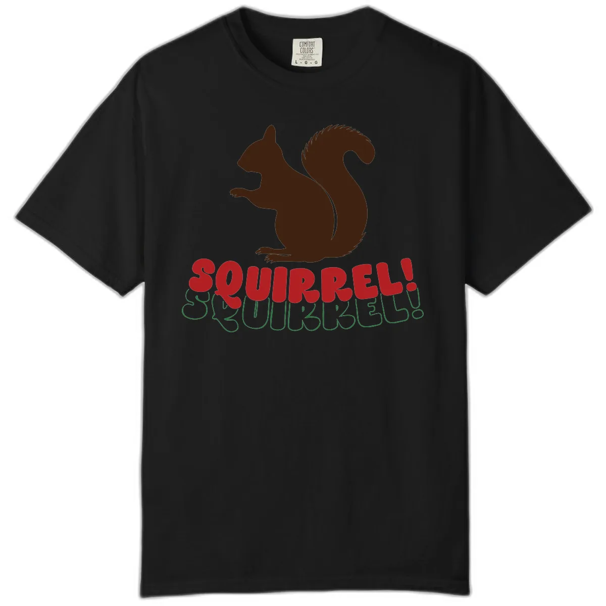 Squirrel! Christmas Typography Comfort Color in Black