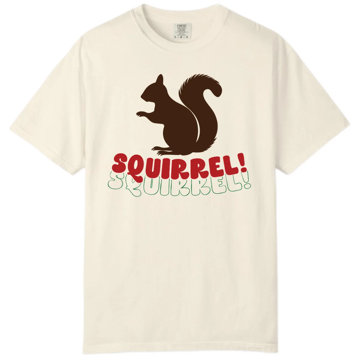 Squirrel! Christmas Typography Comfort Color in Ivory