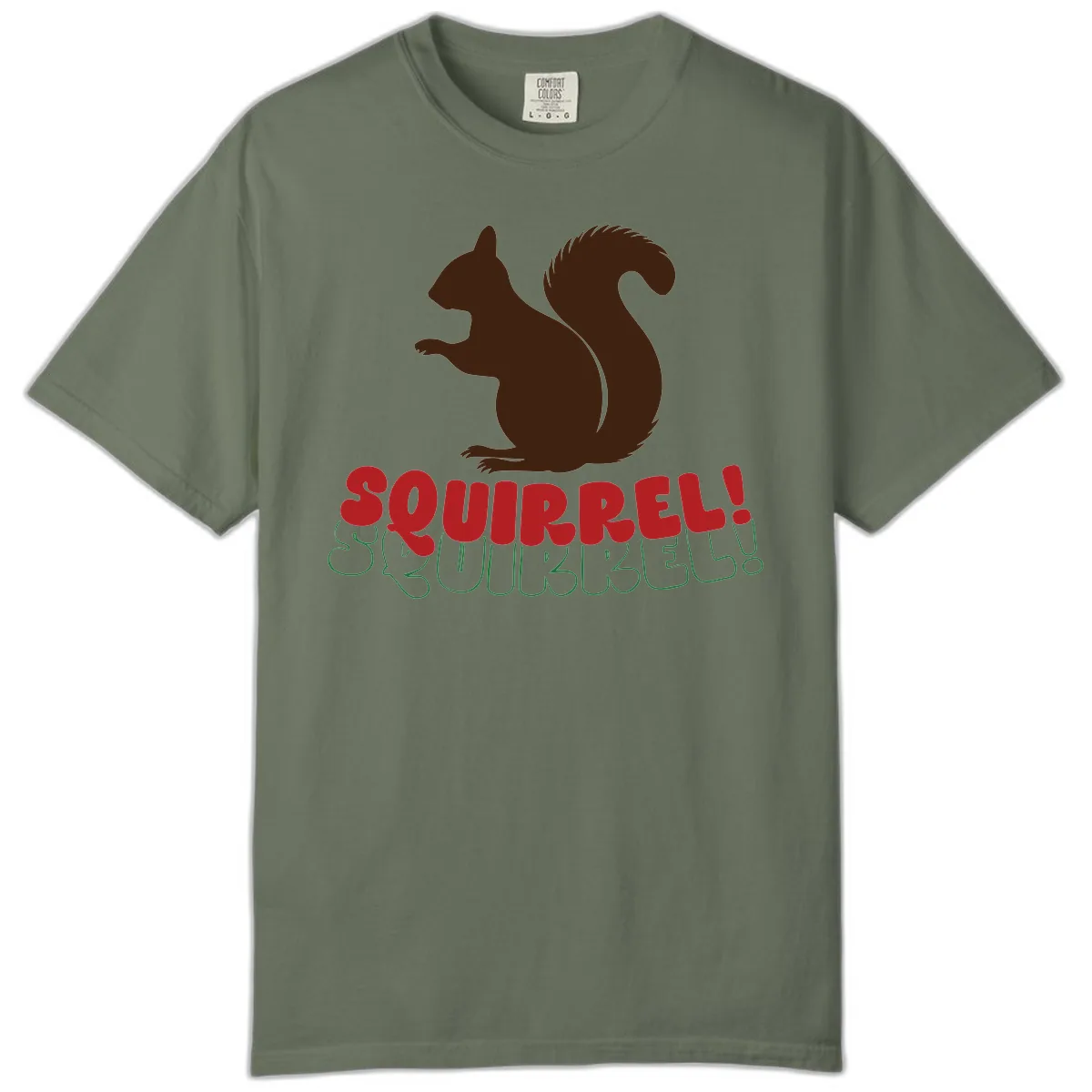 Squirrel! Christmas Typography Comfort Color in Moss