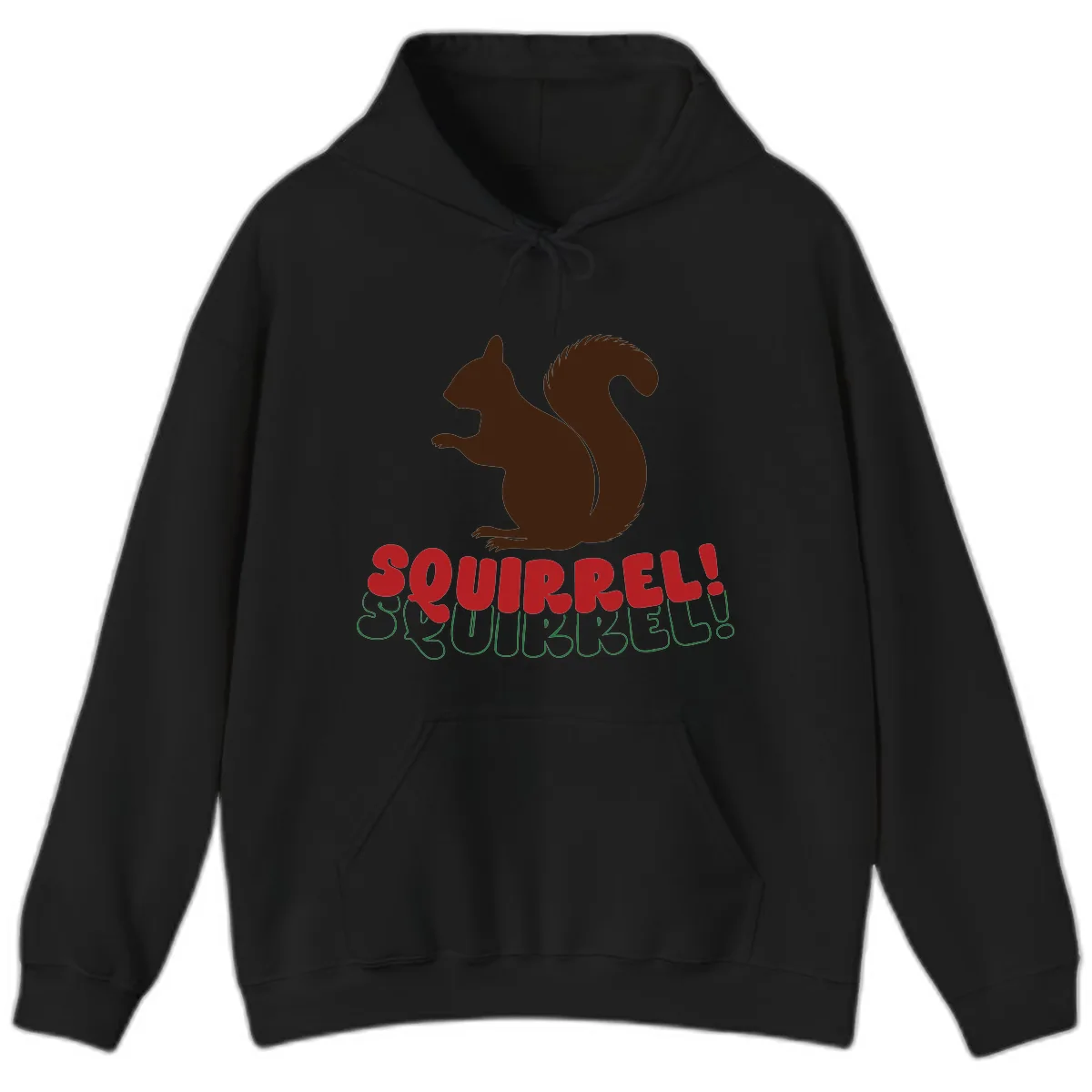 Squirrel! Christmas Typography Hoodie in Black