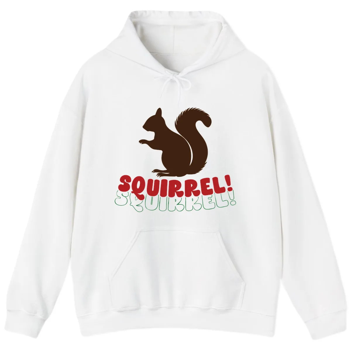 Squirrel! Christmas Typography Hoodie in White