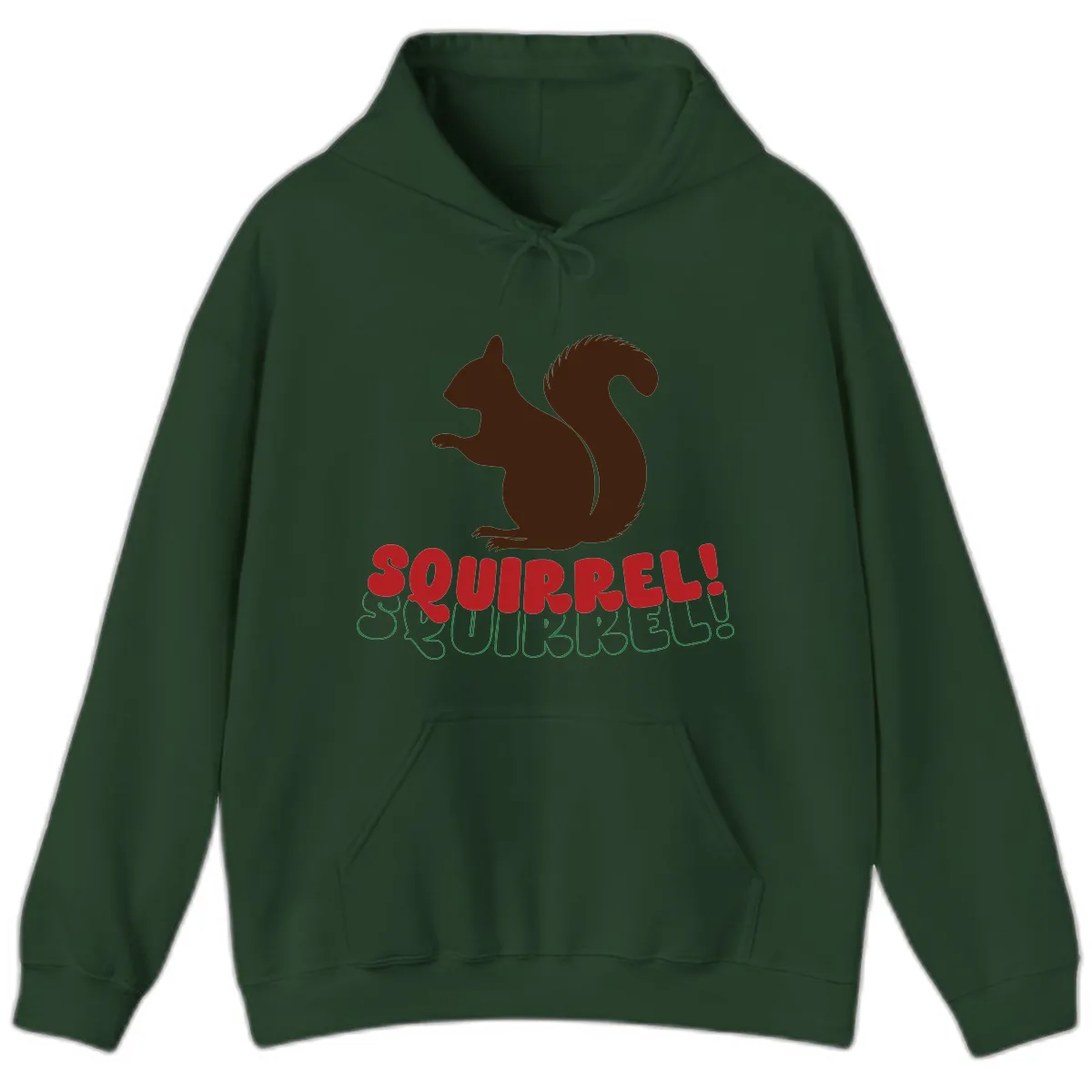 Squirrel! Christmas Typography Hoodie in Forest Green