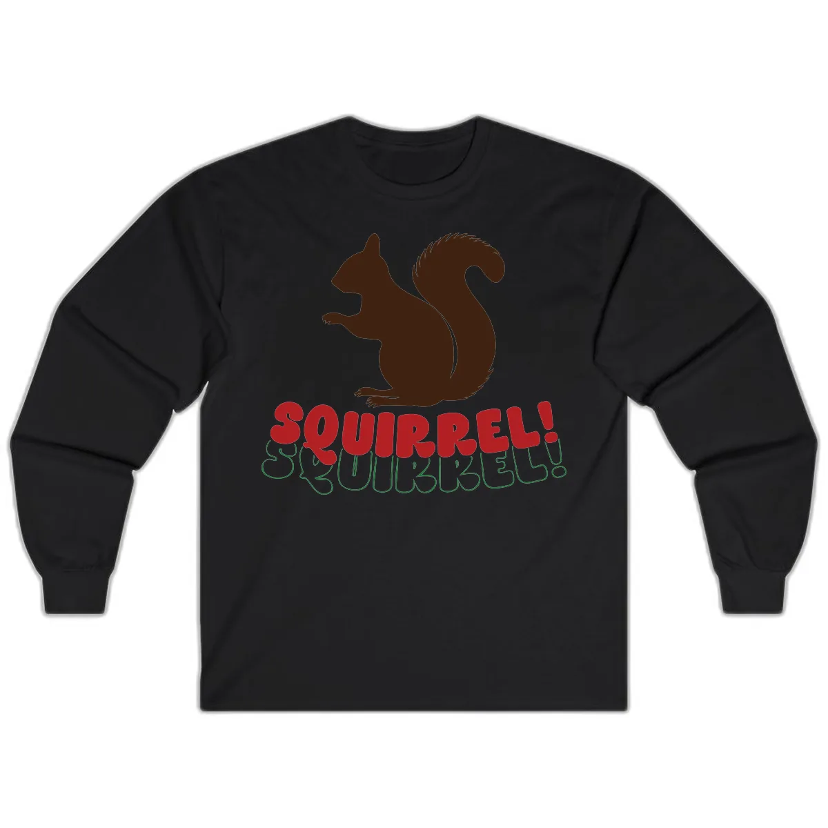Squirrel! Christmas Typography Long Sleeve in Black
