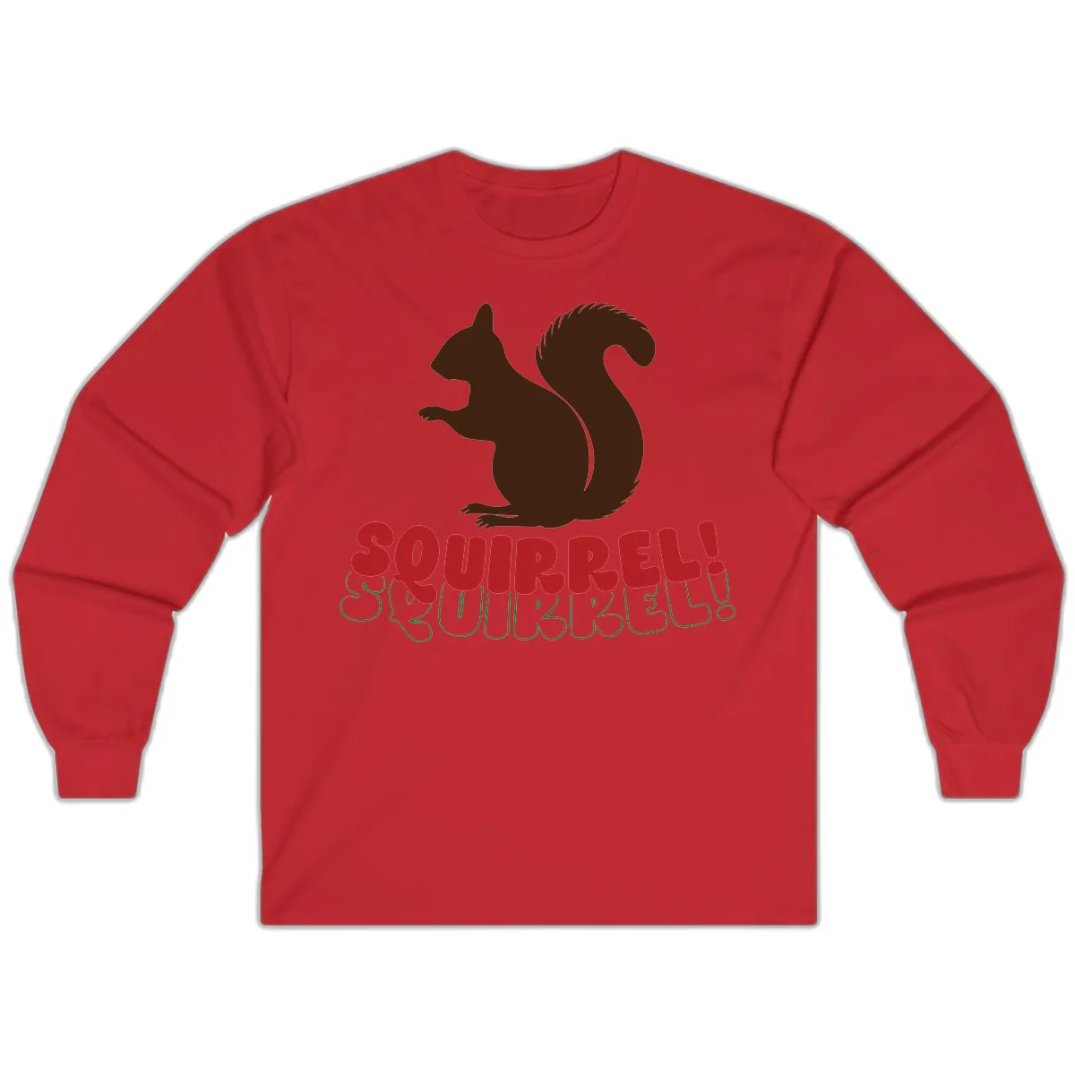 Squirrel! Christmas Typography Long Sleeve in Red