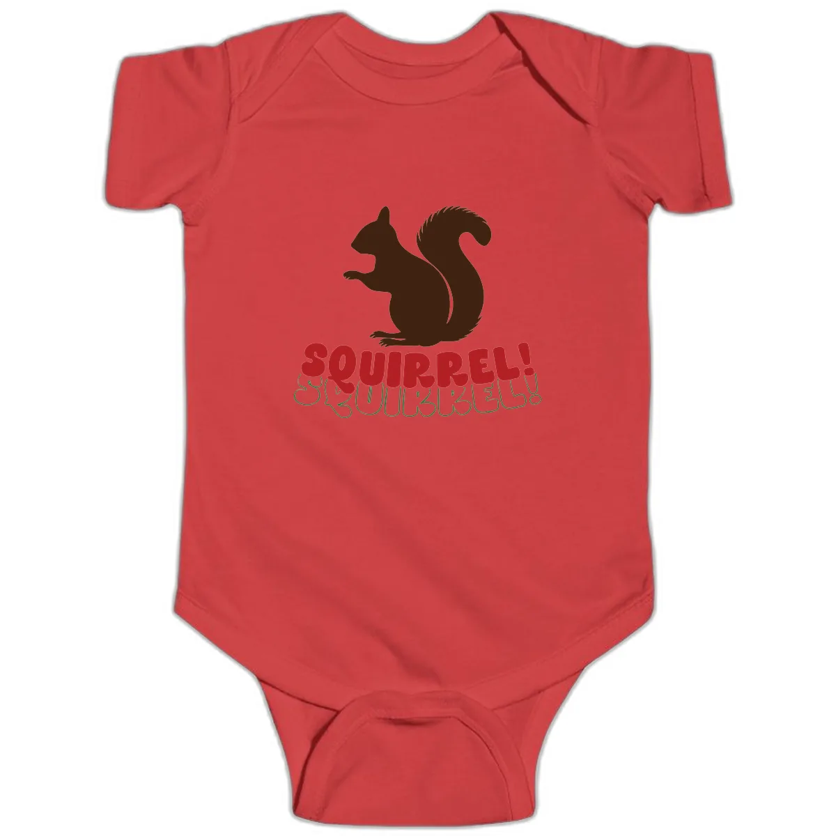 Squirrel! Christmas Typography Baby Onesie in Red