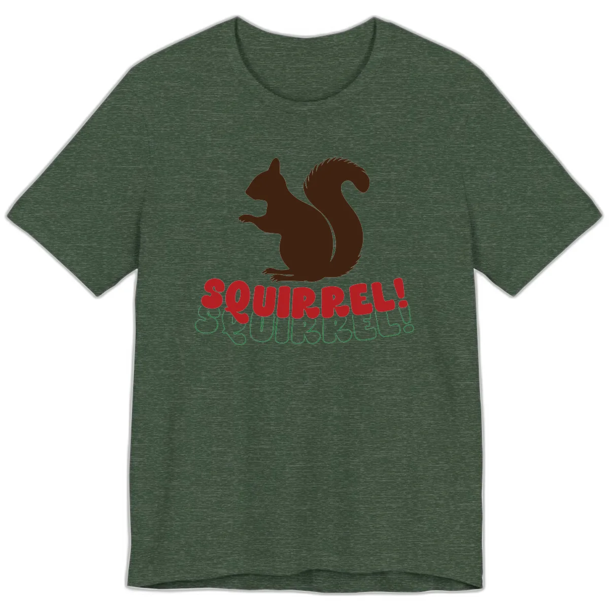 Squirrel! Christmas Typography Premium T-Shirt in Heather Forest