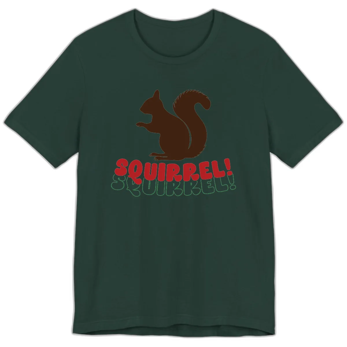Squirrel! Christmas Typography Premium T-Shirt in Forest